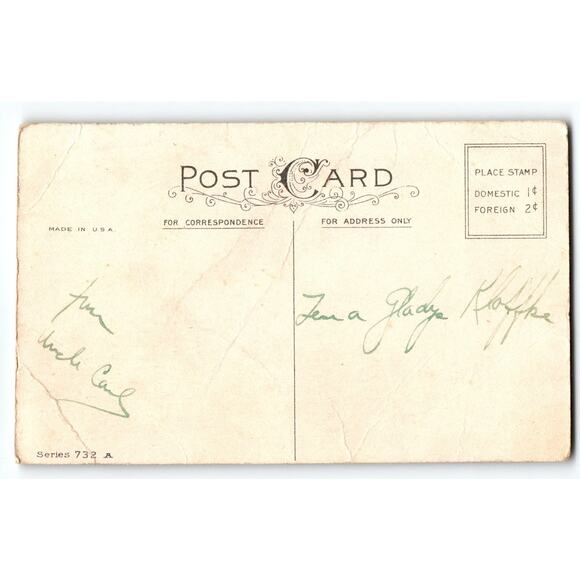 Vintage Santa Claus Christmas Postcard with Children & Lantern Stecher - Picture 2 of 2